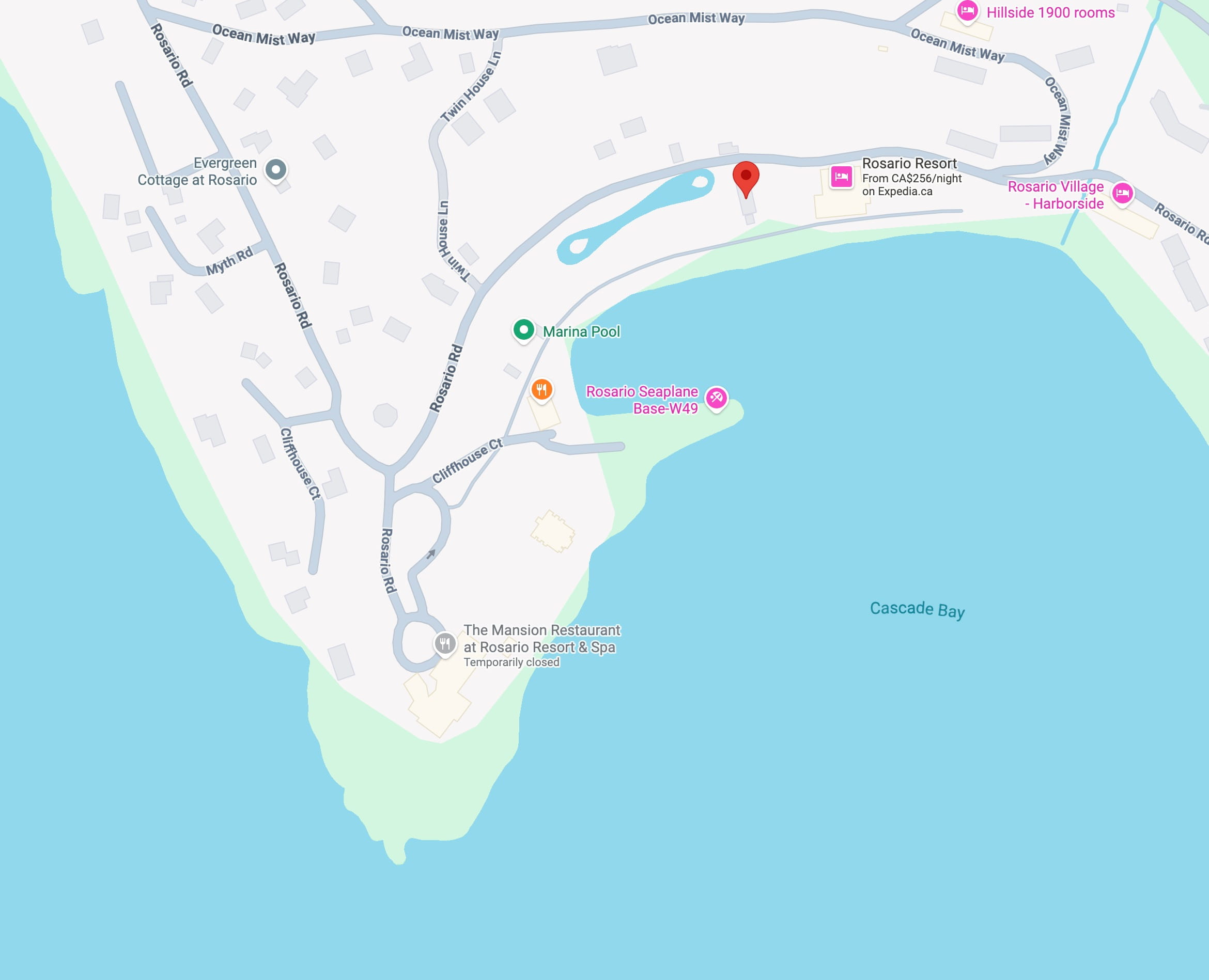 Orcas Island Whale Watching Tours Meeting Point – Rosario Resort dock near Cascade Bay